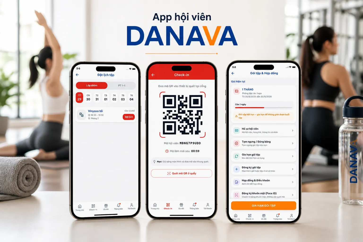 Workflow hội viên — gói, đặt chỗ và tiện ích trên một app gắn thương hiệu CLB