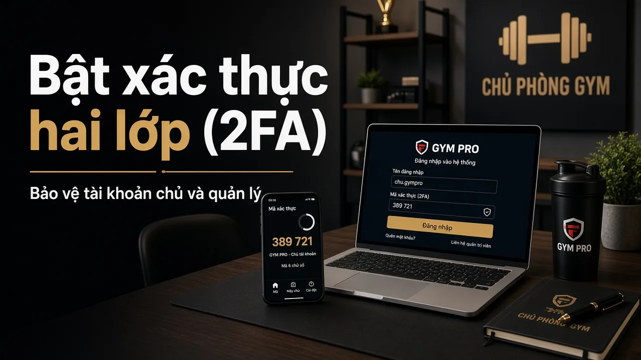 Bật xác thực hai lớp (2FA) cho chủ và quản lý phòng tập
