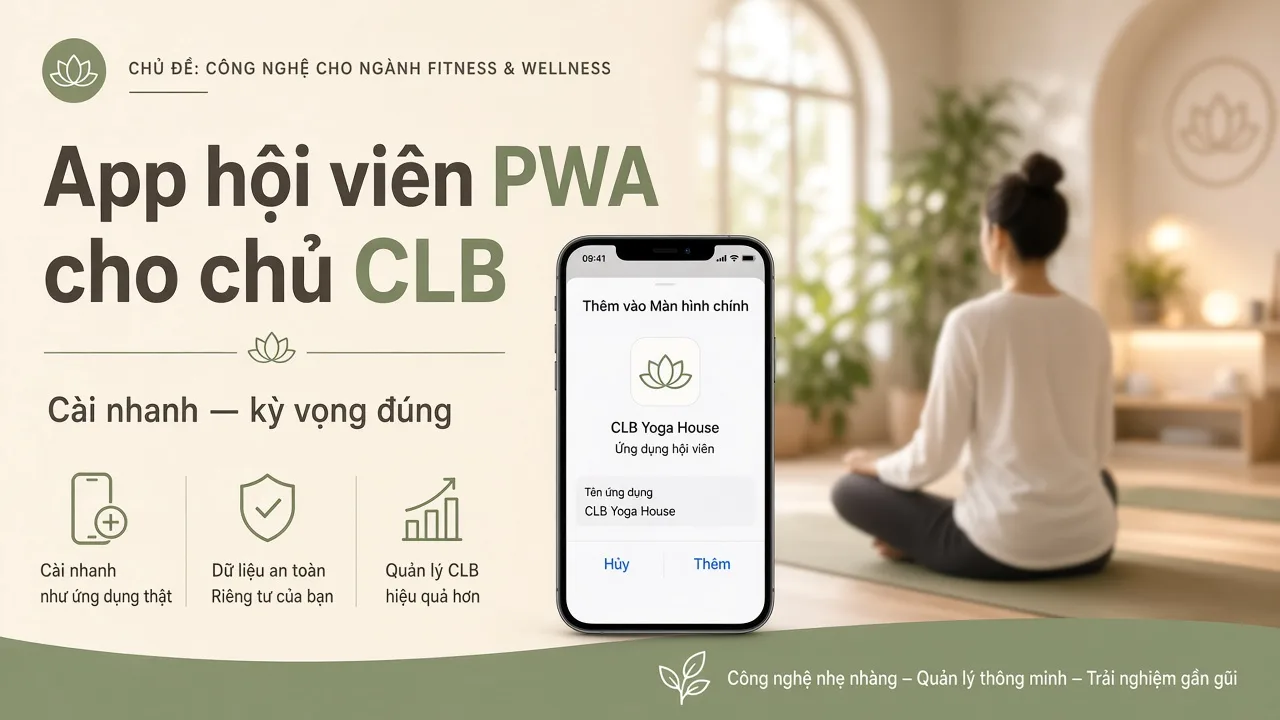 App hội viên PWA: cài đặt và kỳ vọng đúng cho chủ CLB
