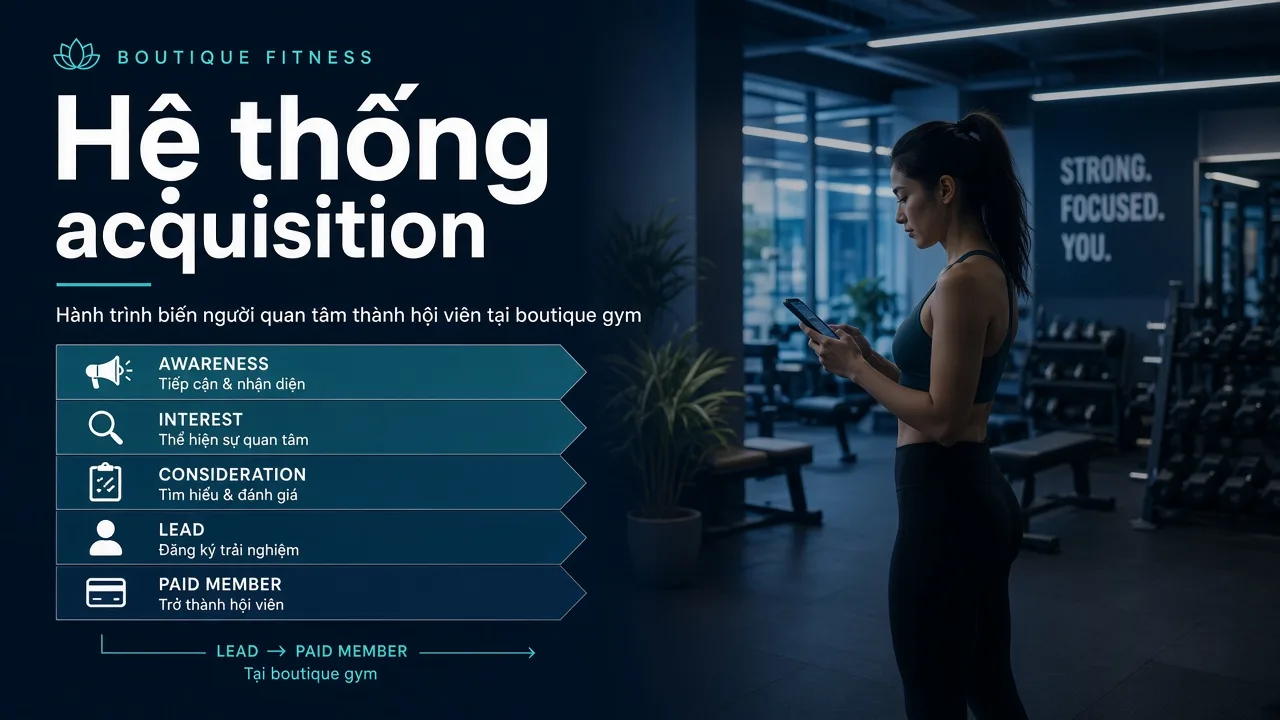 Hệ thống acquisition phòng tập boutique