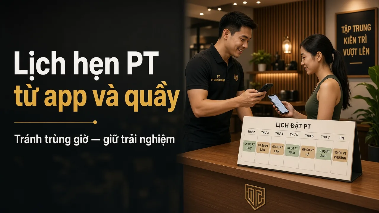 Lịch hẹn PT từ app hội viên và quầy trên Studio