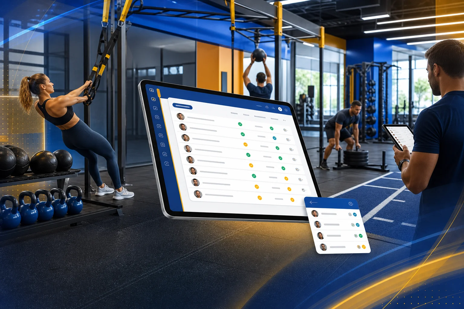 Môi trường CLB fitness/võ — lịch lớp và hội viên