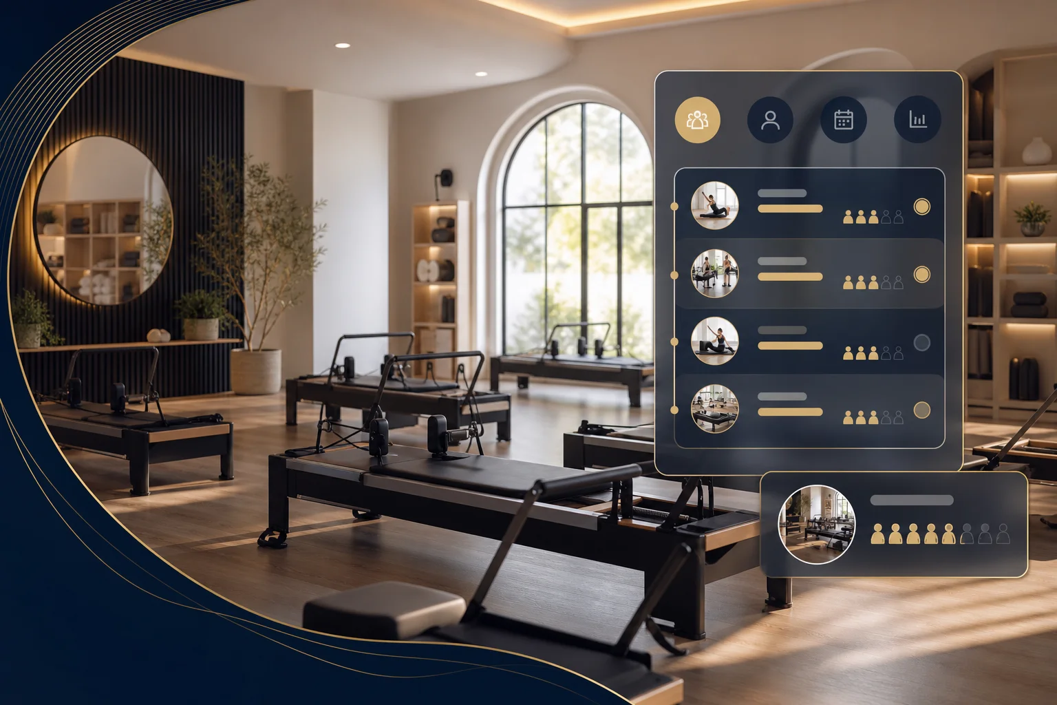 Workflow pilates studio — thiết bị và lịch lớp